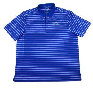 Cutter & Buck Mens XL Blue Striped CB DryTec Polo Shirt Glen Ivy Golf Club